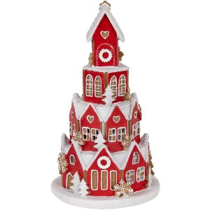 Clayre & Eef 6PR5609 Decorazione Casa con LED Ø 13x22 cm Rossa e Bianca