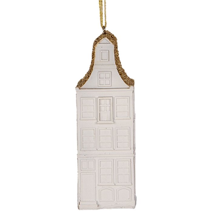 Clayre & Eef 6PR5611 Decorazione Ciondolo Casa 4x4x11 cm Bianco
