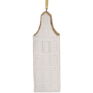 Clayre & Eef 6PR5611 Decorazione Ciondolo Casa 4x4x11 cm Bianco