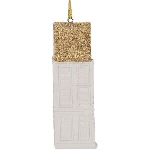 Clayre & Eef 6PR5611 Decorazione Ciondolo Casa 4x4x11 cm Bianco