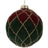 Palla per albero di Natale Clayre & Eef 6GL5237 Ø 10x10 cm rosso-verde