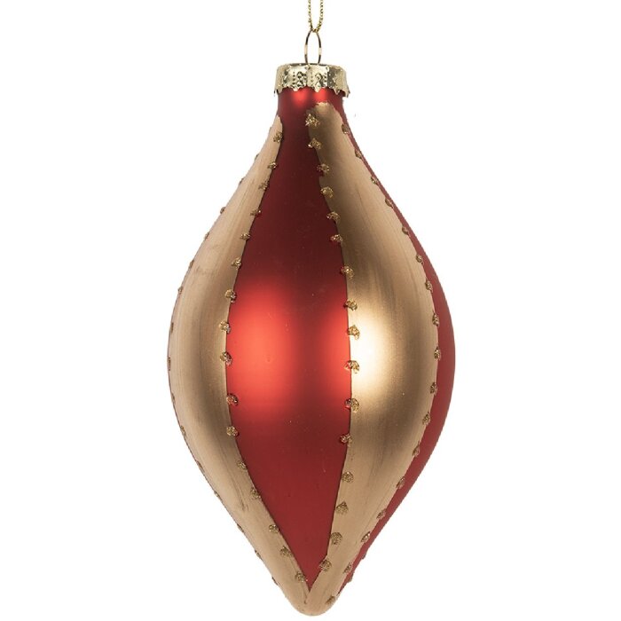 Pallina per albero di Natale Clayre & Eef 6GL5246 Ø 8x15 cm color oro-rossa