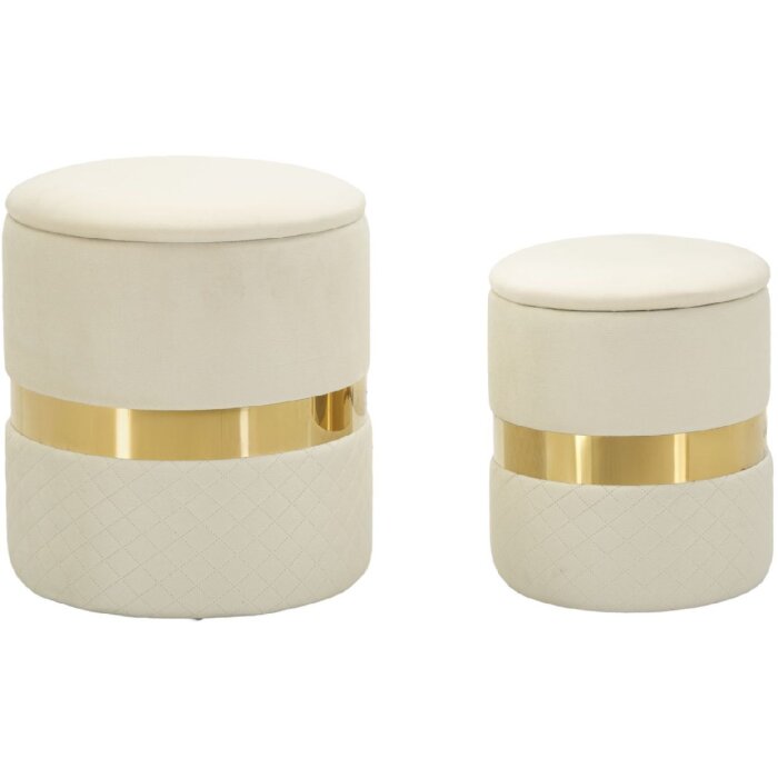 Set di 2 sgabelli Mauro Ferretti Sheffild Ø 37x42 Ø 28x35 cm crema