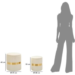 Set di 2 sgabelli Mauro Ferretti Sheffild Ø 37x42 Ø 28x35 cm crema