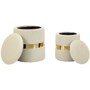 Set di 2 sgabelli Mauro Ferretti Sheffild Ø 37x42 Ø 28x35 cm crema