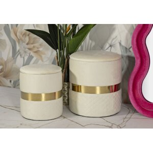 Set di 2 sgabelli Mauro Ferretti Sheffild Ø 37x42 Ø 28x35 cm crema