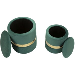 Set di 2 pouf con spazio di stoccaggio Mauro Ferretti Sheffild Ø 37x42 Ø 28x35 cm verde