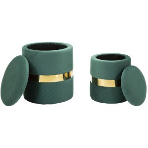 Set di 2 pouf con spazio di stoccaggio Mauro Ferretti Sheffild Ø 37x42 Ø 28x35 cm verde