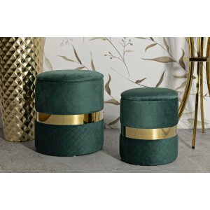 Set di 2 pouf con spazio di stoccaggio Mauro Ferretti Sheffild Ø 37x42 Ø 28x35 cm verde
