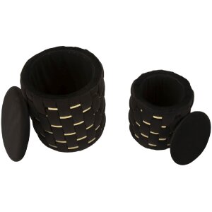 Set di due sgabelli con ripiano Shanty di Mauro Ferretti Nero Ø 37x42 Ø 28x35 cm