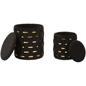 Set di due sgabelli con ripiano Shanty di Mauro Ferretti Nero Ø 37x42 Ø 28x35 cm