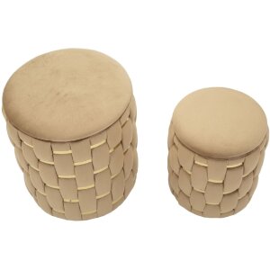 Set di 2 sgabelli Shanty dorati con spazio di stoccaggio...