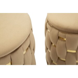 Set di 2 sgabelli Shanty dorati con spazio di stoccaggio Ø 37x42 e Ø 28x35 cm