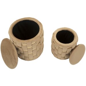 Set di 2 sgabelli Shanty dorati con spazio di stoccaggio Ø 37x42 e Ø 28x35 cm