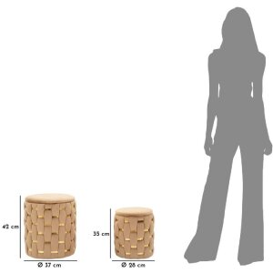 Set di 2 sgabelli Shanty dorati con spazio di stoccaggio Ø 37x42 e Ø 28x35 cm