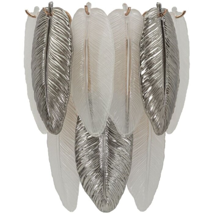 Lampada da parete Leafy Mauro Ferretti, vetro e ferro, argento e bianco, 24x15x29 cm, 3xE14