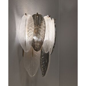 Lampada da parete Leafy Mauro Ferretti, vetro e ferro, argento e bianco, 24x15x29 cm, 3xE14