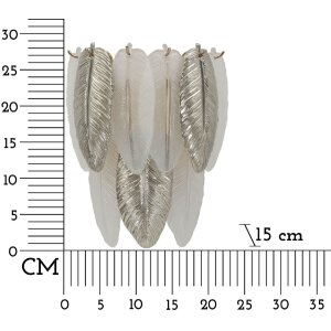 Lampada da parete Leafy Mauro Ferretti, vetro e ferro, argento e bianco, 24x15x29 cm, 3xE14