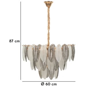 Lampada da soffitto Leafy Mauro Ferretti in vetro e ferro multicolore Ø 60x40-87 cm 9xE14