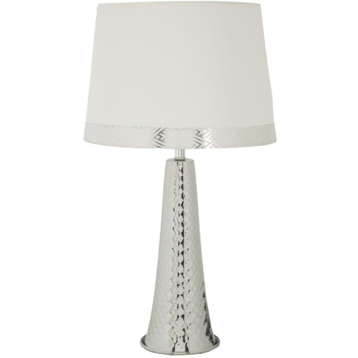 Lampada da tavolo Tower Mauro Ferretti in ferro e tessuto argento e bianco Ø 30x54 cm E27