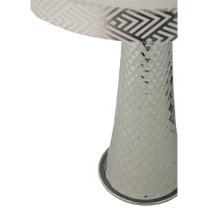 Lampada da tavolo Tower Mauro Ferretti in ferro e tessuto argento e bianco Ø 30x54 cm E27