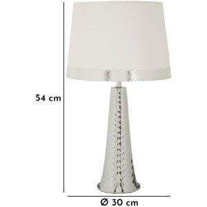 Lampada da tavolo Tower Mauro Ferretti in ferro e tessuto argento e bianco Ø 30x54 cm E27