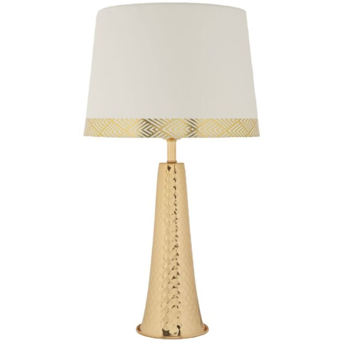 Lampada da tavolo Tower Mauro Ferretti in ferro e tessuto oro e bianco Ø 30x54 cm E27