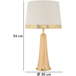 Lampada da tavolo Tower Mauro Ferretti in ferro e tessuto oro e bianco Ø 30x54 cm E27