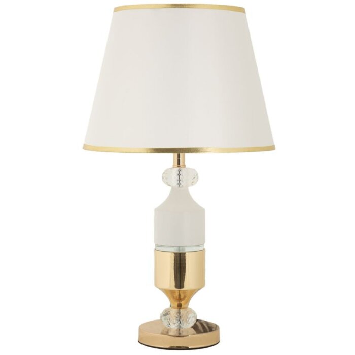 Lampada da tavolo Mauro Ferretti Gipsy in ferro e tessuto oro e bianco Ø 30x52 cm E27