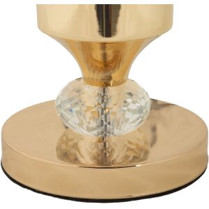 Lampada da tavolo Mauro Ferretti Gipsy in ferro e tessuto oro e bianco Ø 30x52 cm E27