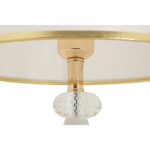 Lampada da tavolo Mauro Ferretti Gipsy in ferro e tessuto oro e bianco Ø 30x52 cm E27
