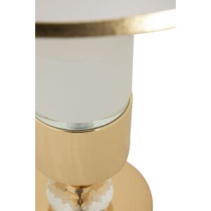 Lampada da tavolo Mauro Ferretti Gipsy in ferro e tessuto oro e bianco Ø 30x52 cm E27