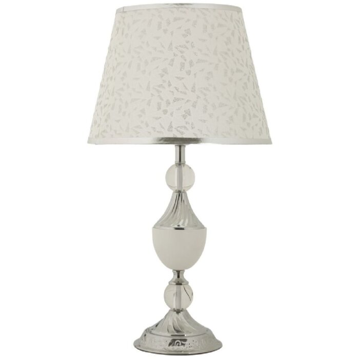 Lampada da tavolo Mauro Ferretti Kody in ferro e tessuto argento e bianco Ø 30x54 cm E27