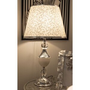 Lampada da tavolo Mauro Ferretti Kody in ferro e tessuto argento e bianco Ø 30x54 cm E27