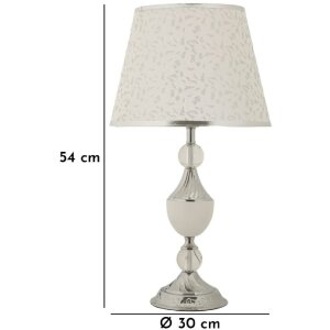 Lampada da tavolo Mauro Ferretti Kody in ferro e tessuto argento e bianco Ø 30x54 cm E27