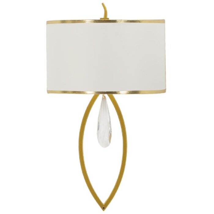 Plafoniera da parete Vienna Mauro Ferretti in metallo dorato e tessuto bianco 26x15x50 cm E14