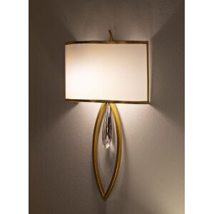 Plafoniera da parete Vienna Mauro Ferretti in metallo dorato e tessuto bianco 26x15x50 cm E14