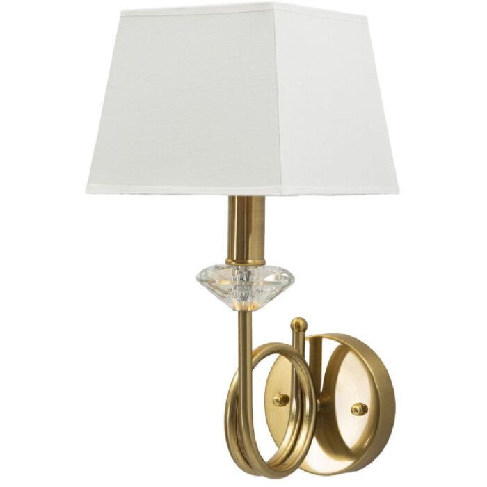 Lampada da parete Salzburg Mauro Ferretti in ferro vetro tessuto oro bianco 18x24x40 cm E14