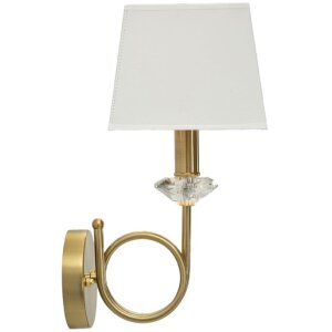 Lampada da parete Salzburg Mauro Ferretti in ferro vetro tessuto oro bianco 18x24x40 cm E14