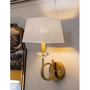 Lampada da parete Salzburg Mauro Ferretti in ferro vetro tessuto oro bianco 18x24x40 cm E14