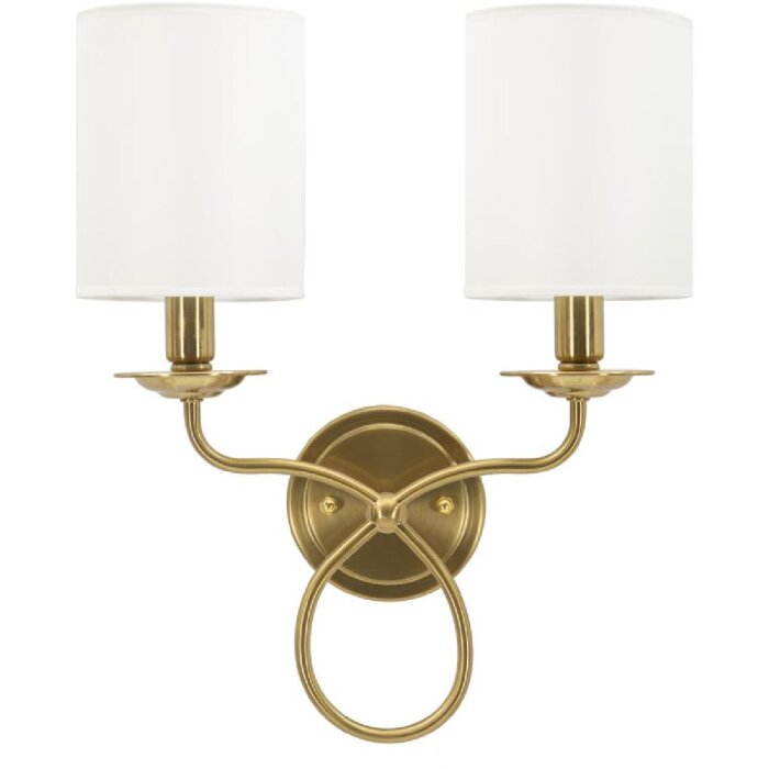 Lampada da parete Zagreb di Mauro Ferretti in ferro e tessuto oro-bianco 35,5x17x43 cm 2xE14