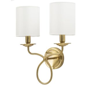 Lampada da parete Zagreb di Mauro Ferretti in ferro e tessuto oro-bianco 35,5x17x43 cm 2xE14