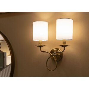 Lampada da parete Zagreb di Mauro Ferretti in ferro e tessuto oro-bianco 35,5x17x43 cm 2xE14