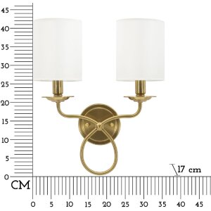 Lampada da parete Zagreb di Mauro Ferretti in ferro e tessuto oro-bianco 35,5x17x43 cm 2xE14