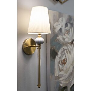 Lampada da parete Warsaw Mauro Ferretti 17x22x57 cm E14 oro bianco