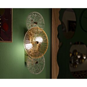 Applique Osaka Vetro Ferro 42x8x20 cm 2xE14 senza Lampadine Mauro Ferretti