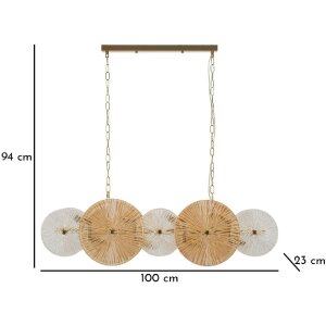 Lampadario a soffitto Osaka 100x23x28-94 cm 8xE14 senza Lampadine Mauro Ferretti