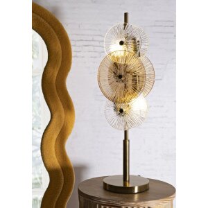 Mauro Ferretti Lampada da Tavolo Osaka Vetro Ferro 20x18x66 cm 3xE14 senza Lampadine