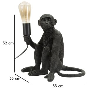 Lampada da tavolo Scimmia seduta Nera 33x33x32 cm Mauro Ferretti E27 senza lampadina