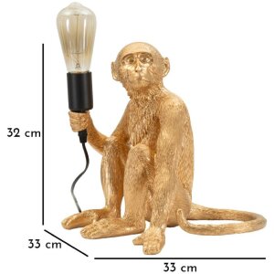 Lampada da tavolo Scimmia Seduta Oro Mauro Ferretti 33x33x32 cm E27 senza Lampadina